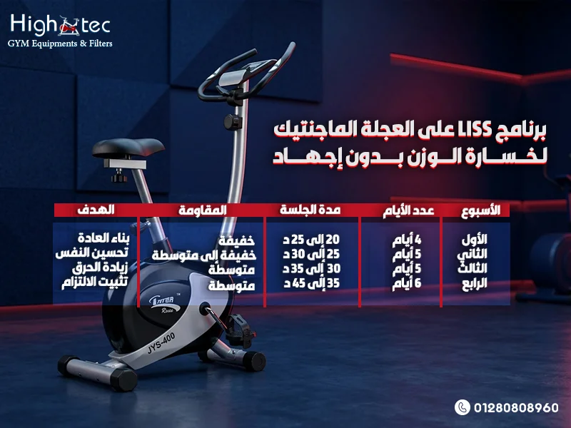 برنامج LISS على العجلة الماجنتيك لخسارة الوزن بدون إجهاد