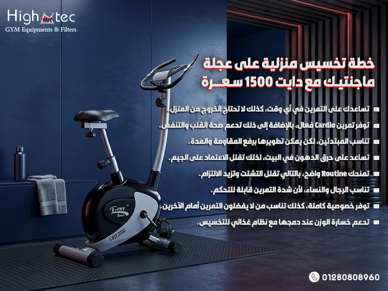 خطة تخسيس منزلية على عجلة ماجنتيك مع دايت 1500 سعرة