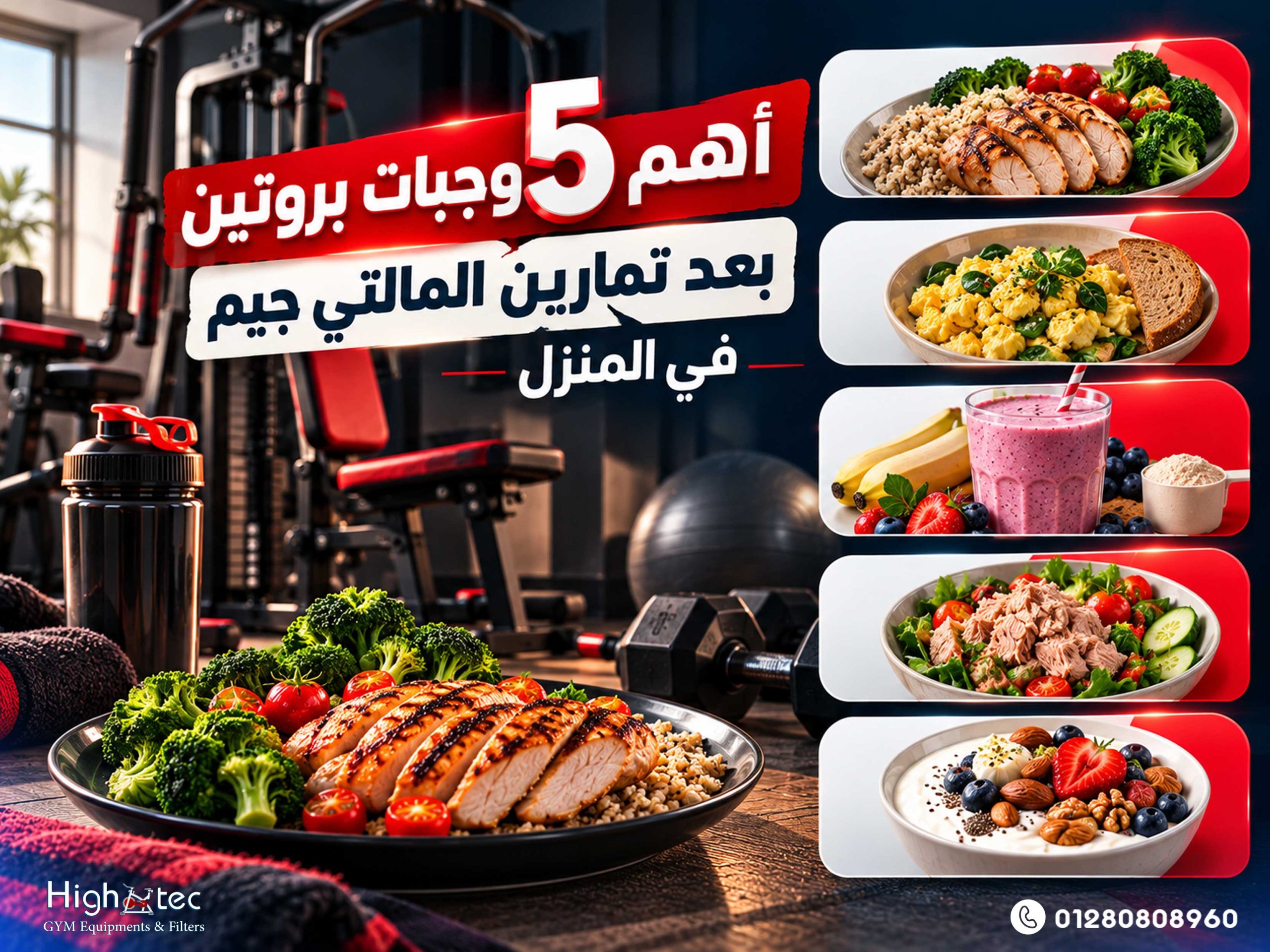 أهم 5 وجبات بروتين بعد تمارين المالتي جيم في المنزل
