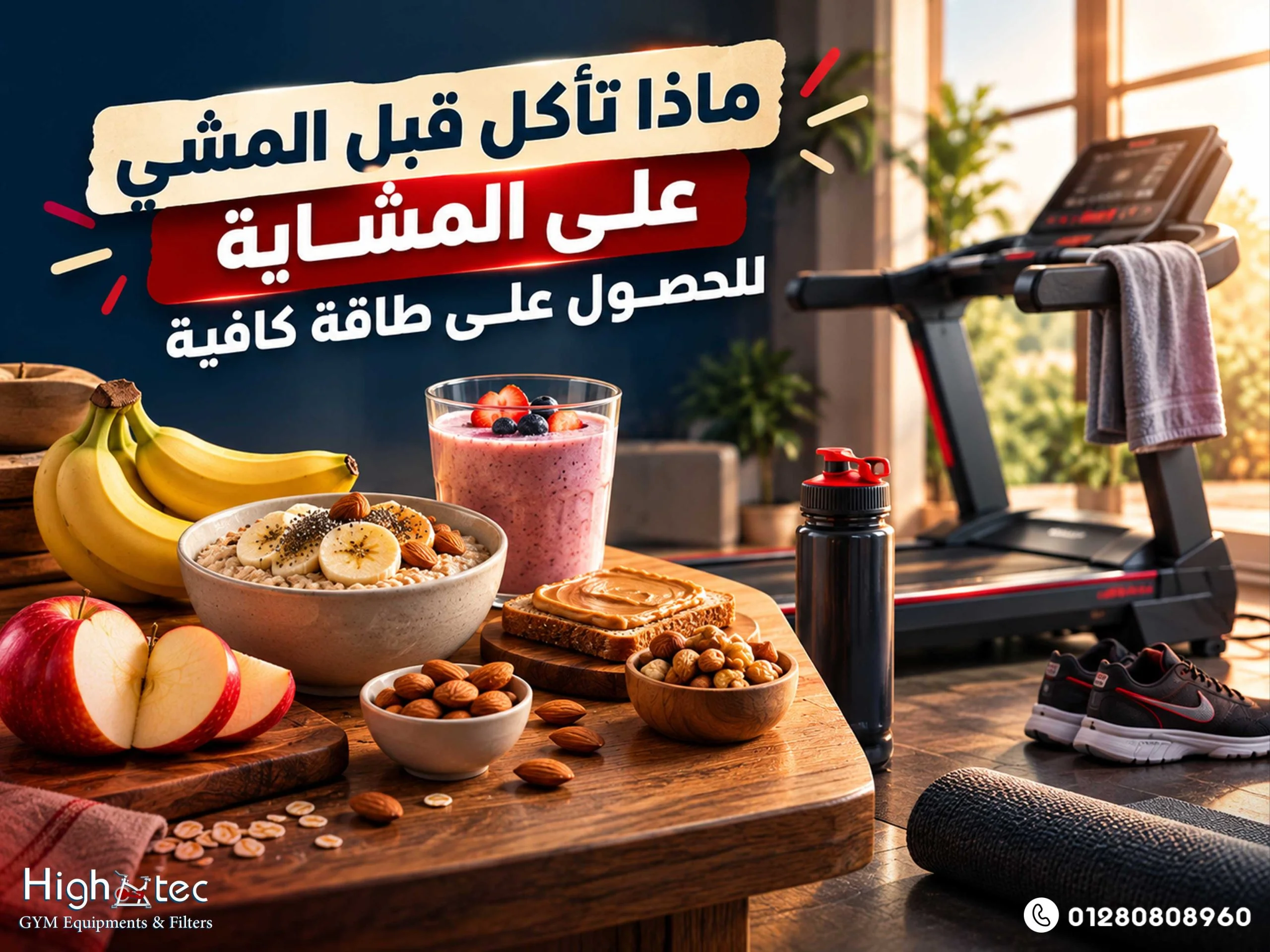 ماذا تأكل قبل المشي على المشاية للحصول على طاقة كافية